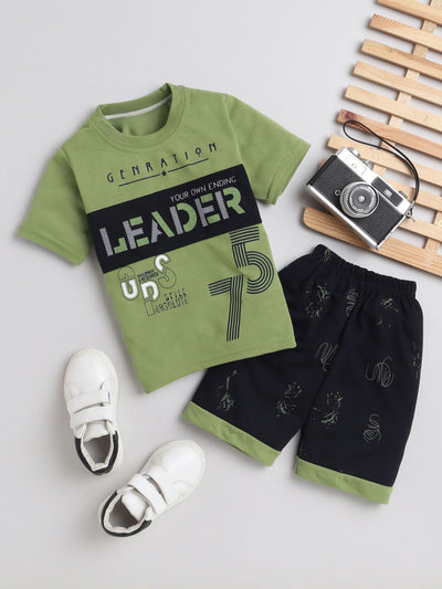 Boys Half Sleeves Printed T-Shirt & Shorts Set