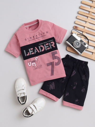 Boys Half Sleeves Printed T-Shirt & Shorts Set