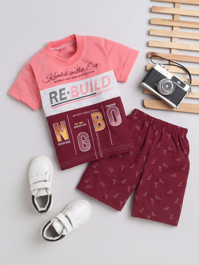 Boys Half Sleeves Printed T-Shirt & Shorts Set