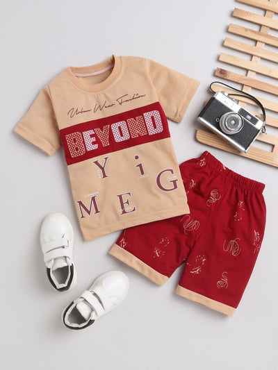 Boys Half Sleeves Printed T-Shirt & Shorts Set