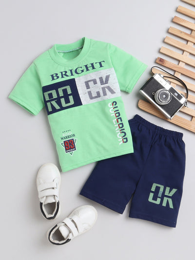 Boys Half Sleeves Printed T-Shirt & Shorts Set