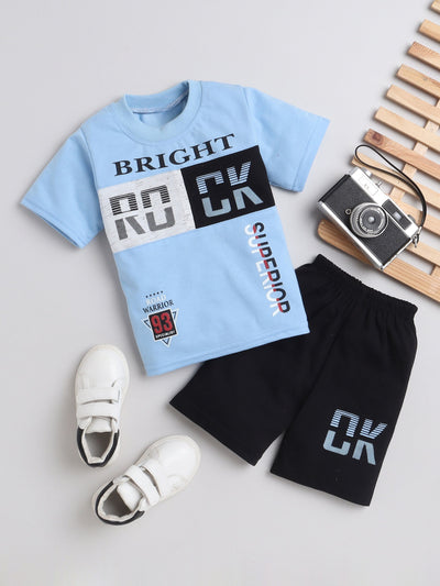 Boys Half Sleeves Printed T-Shirt & Shorts Set