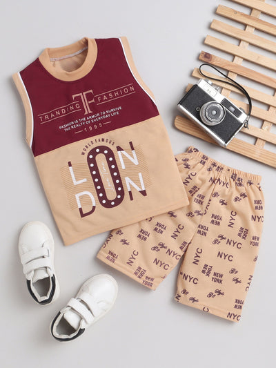 Boys Sleeve less Printed T-Shirt & Shorts Set