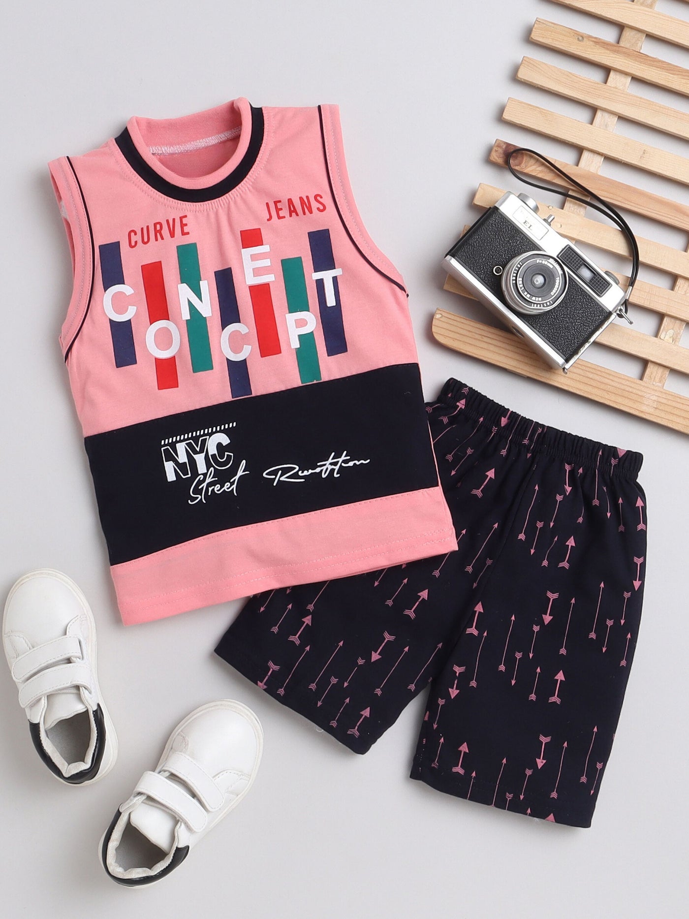 Boys Sleeve less Printed T-Shirt & Shorts Set