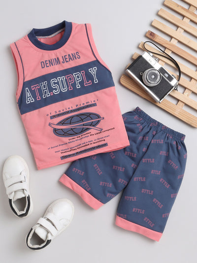 Boys Sleeve less Printed T-Shirt & Shorts Set