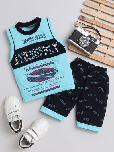 Boys Sleeve less Printed T-Shirt & Shorts Set