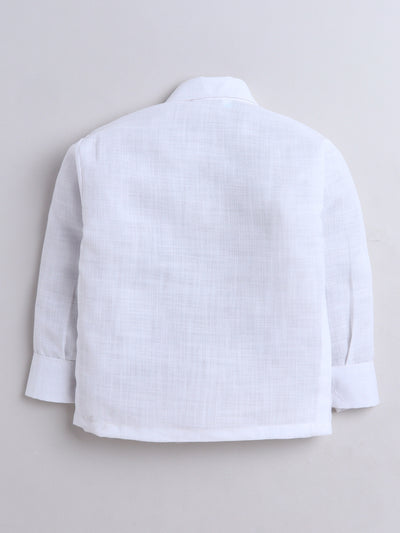 Fourfolds Boy 3-Piece Set Featuring  Shirt, Waistcoat with Bow , and Matching Trouser