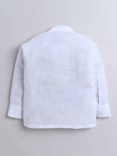 Fourfolds Boys' 3-Piece  Set with Shirt, Waistcoat, Bow , and Slim Fit Trouser Perfect for Weddings, Parties, and Special Occasions