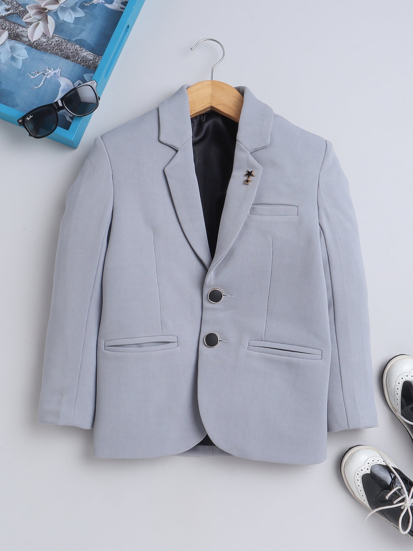 Boys Full Sleeves Solid Blazer