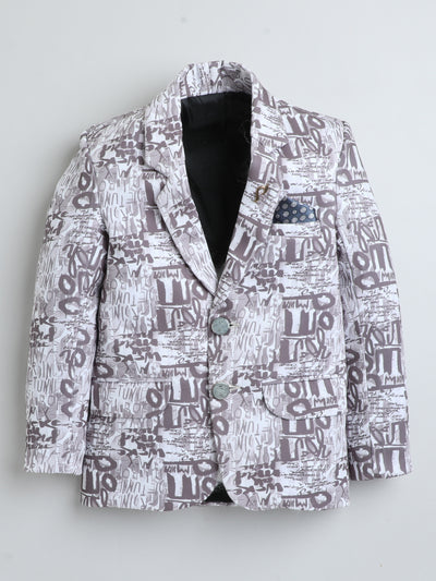 Boys Full Sleeves Text Printed Stylish Blazer