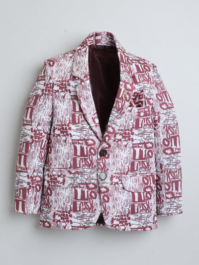 Boys Full Sleeves Text Printed Stylish Blazer