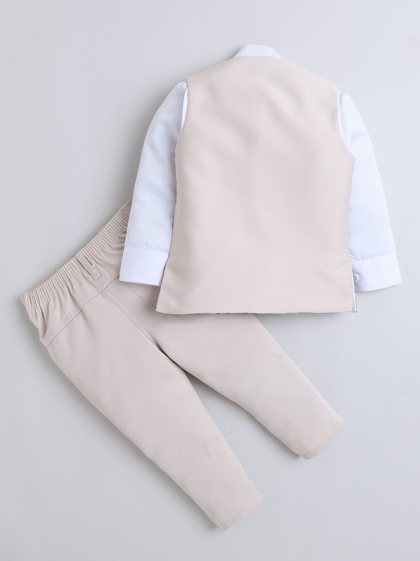 Boys Cotton Blend Embroidered 3 Piece Suit Set With Bow