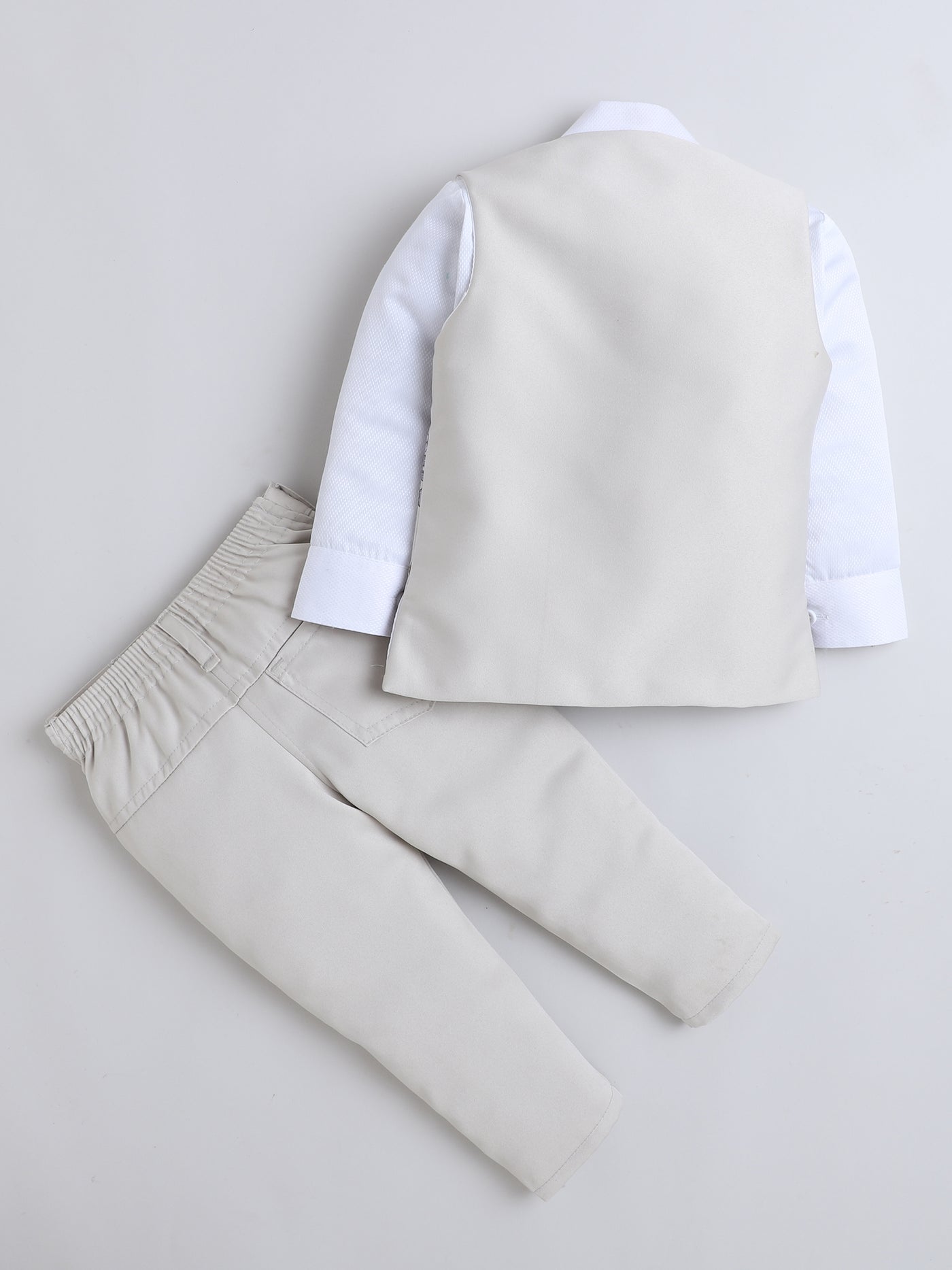 Boys Cotton Blend Embroidered 3 Piece Suit Set With Bow