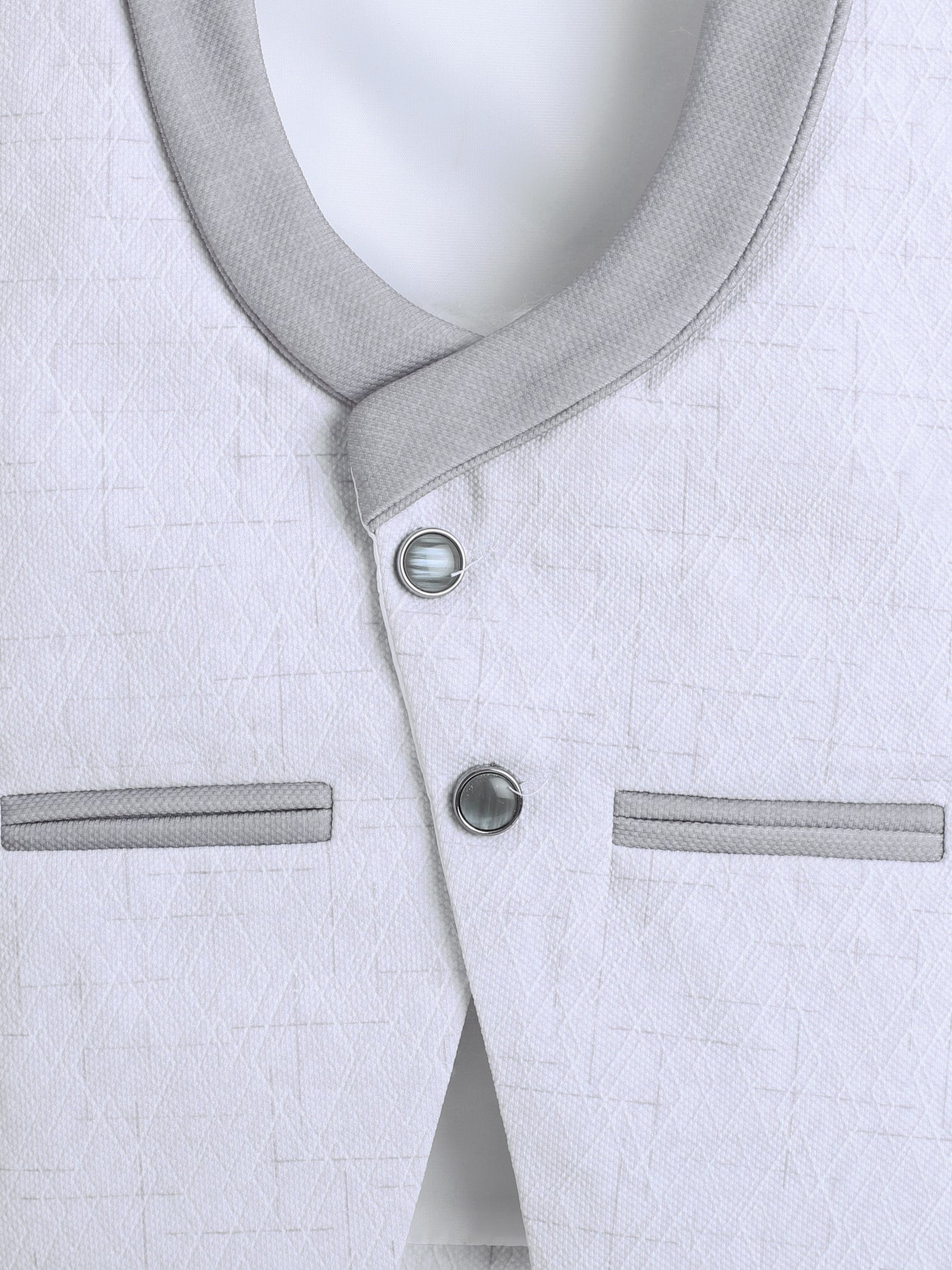 Boys Cotton Blend Geometric Pattern 3 Piece Suit Set With Bow