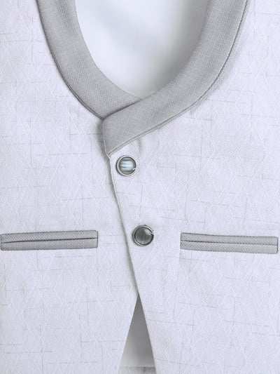 Boys Cotton Blend Geometric Pattern 3 Piece Suit Set With Bow