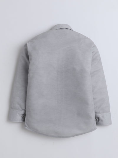 Boys Cotton Blend Geometric Pattern 3 Piece Suit Set With Bow