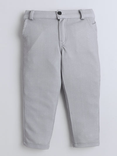 Boys Cotton Blend Geometric Pattern 3 Piece Suit Set With Bow