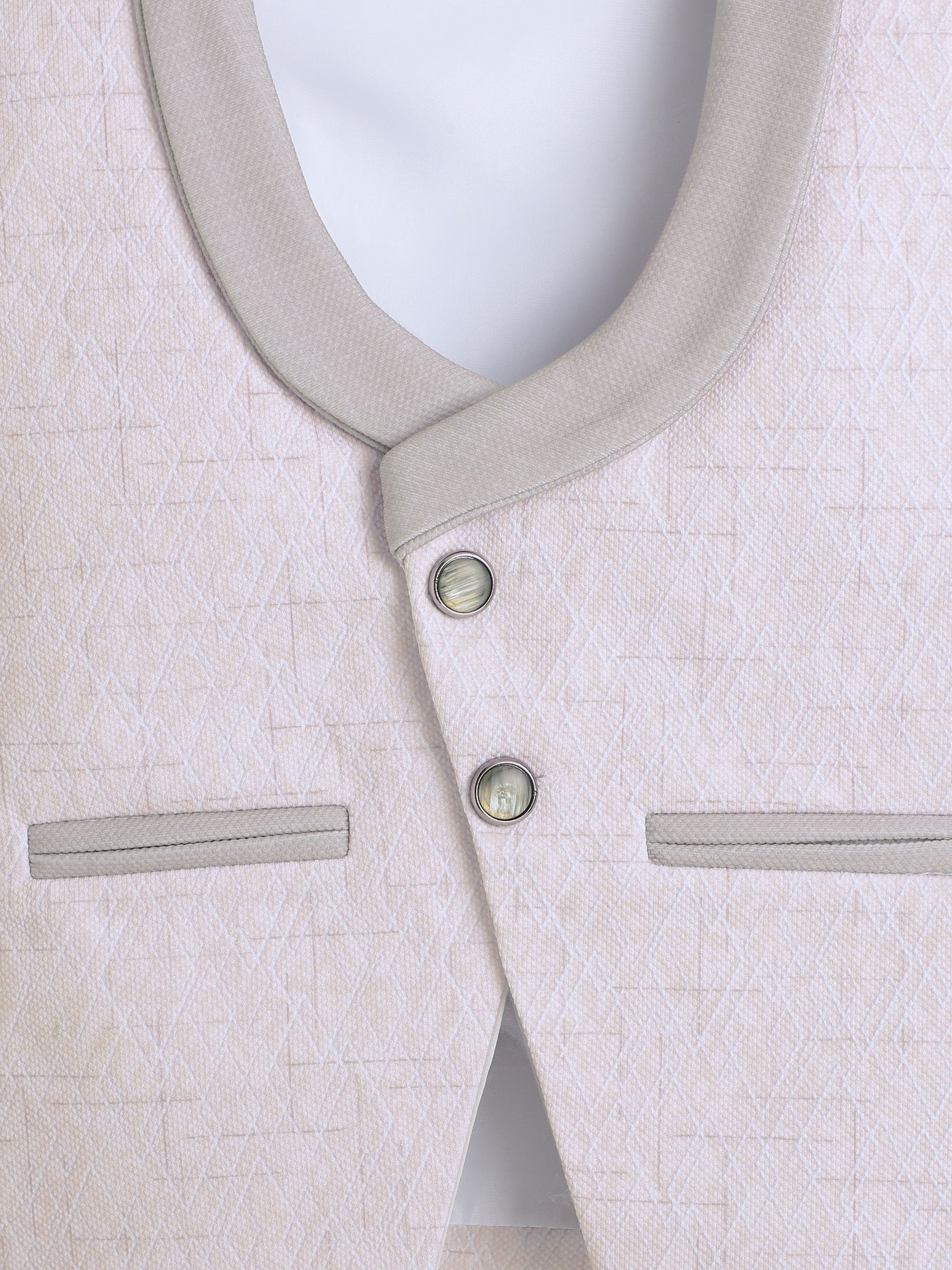 Boys Cotton Blend Geometric Pattern 3 Piece Suit Set With Bow