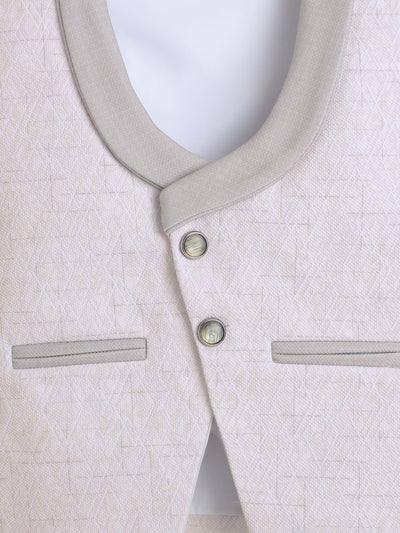 Boys Cotton Blend Geometric Pattern 3 Piece Suit Set With Bow