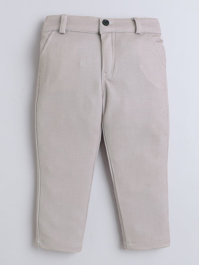 Boys Cotton Blend Geometric Pattern 3 Piece Suit Set With Bow