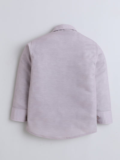 Boys Cotton Blend Geometric Pattern 3 Piece Suit Set With Bow