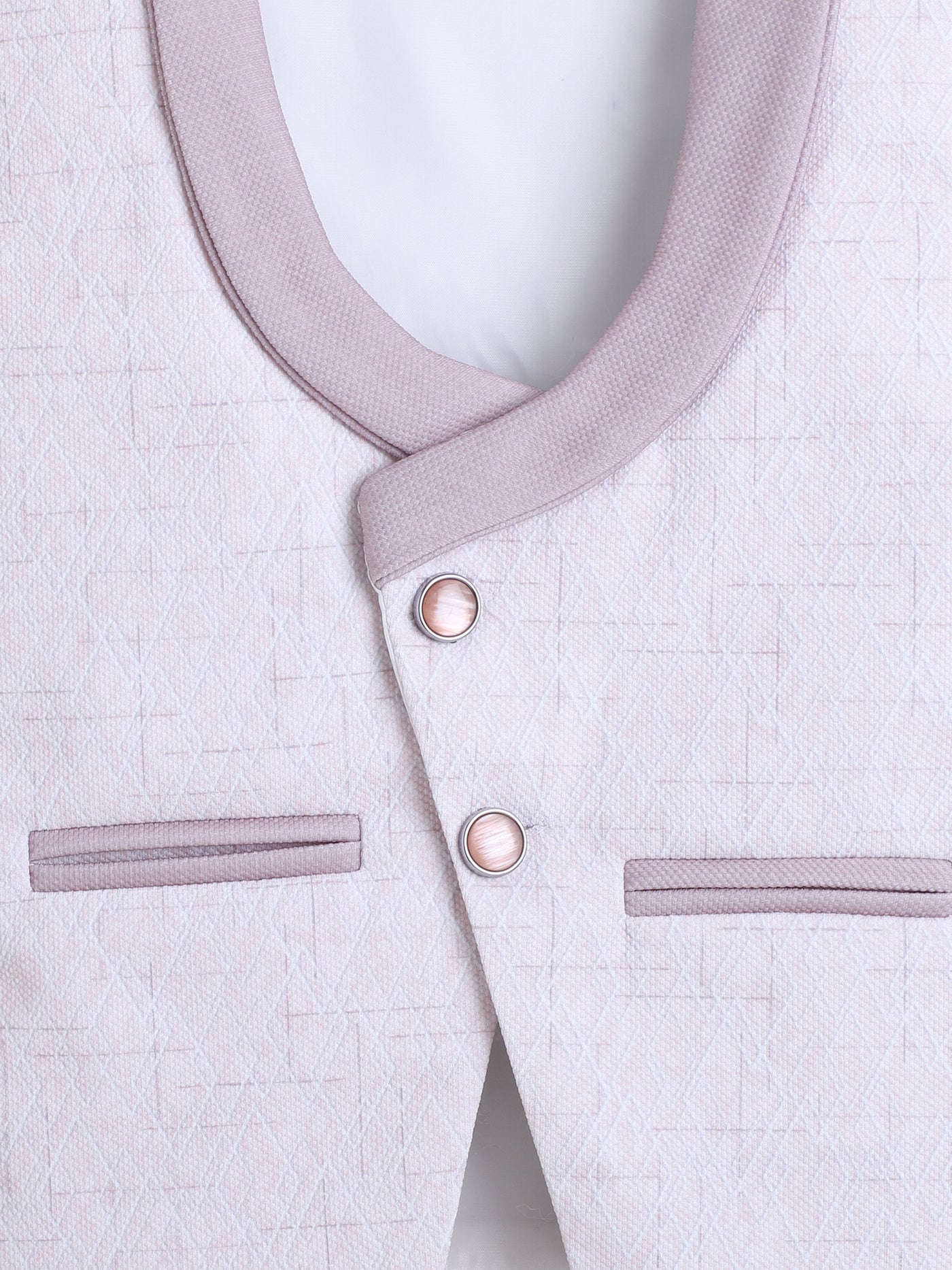 Boys Cotton Blend Geometric Pattern 3 Piece Suit Set With Bow