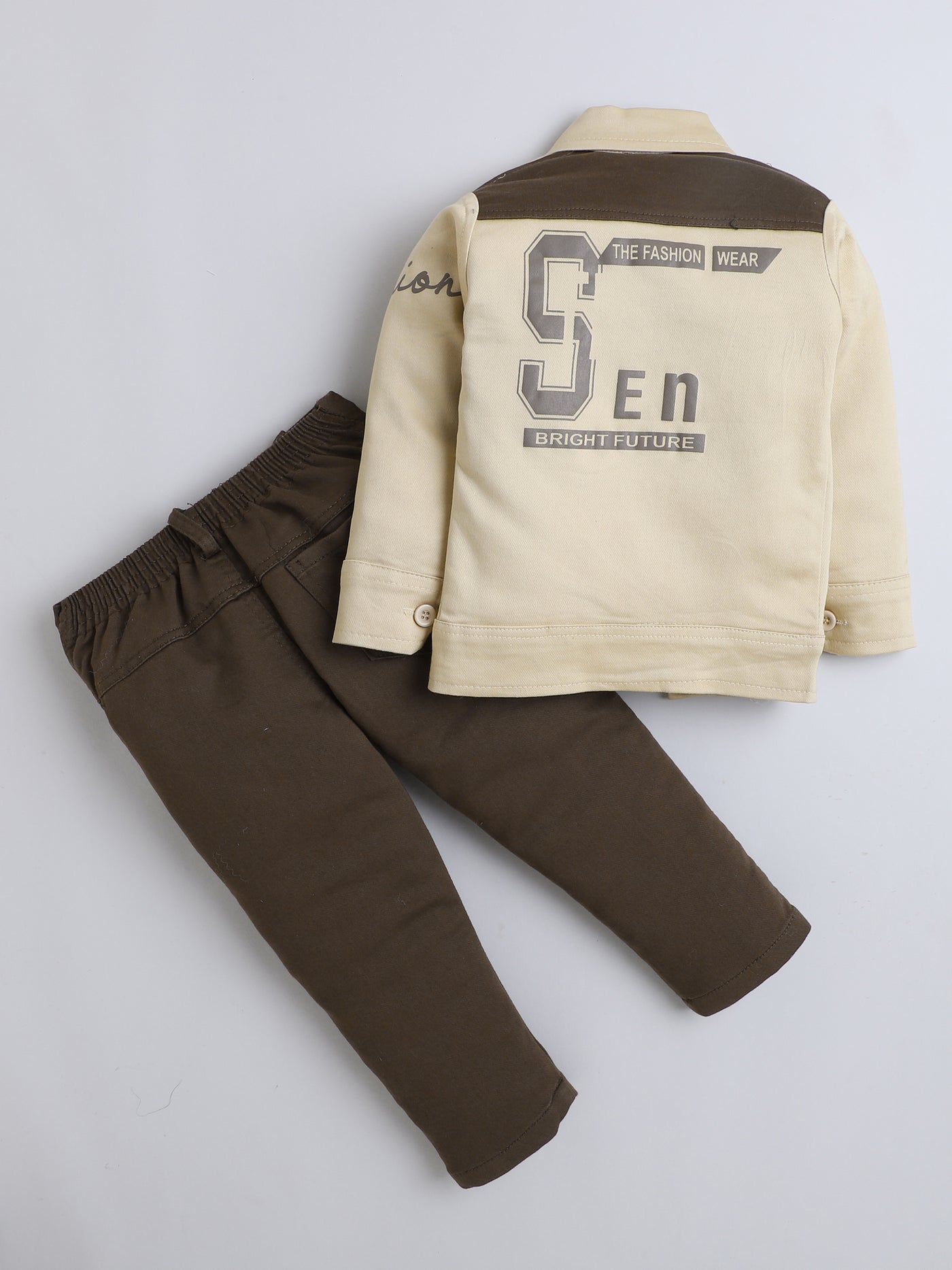 Boys Cotton Blend Color-block Graphic Print Jacket & Trouser Set With Printed T-shirt