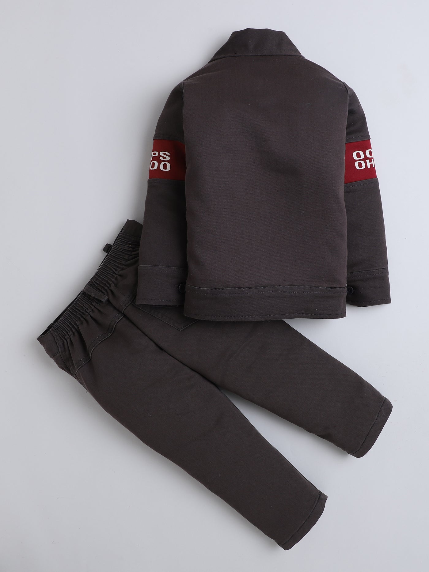 Boys Cotton Blend Color-block Graphic Print Jacket & Trouser Set With Printed T-shirt