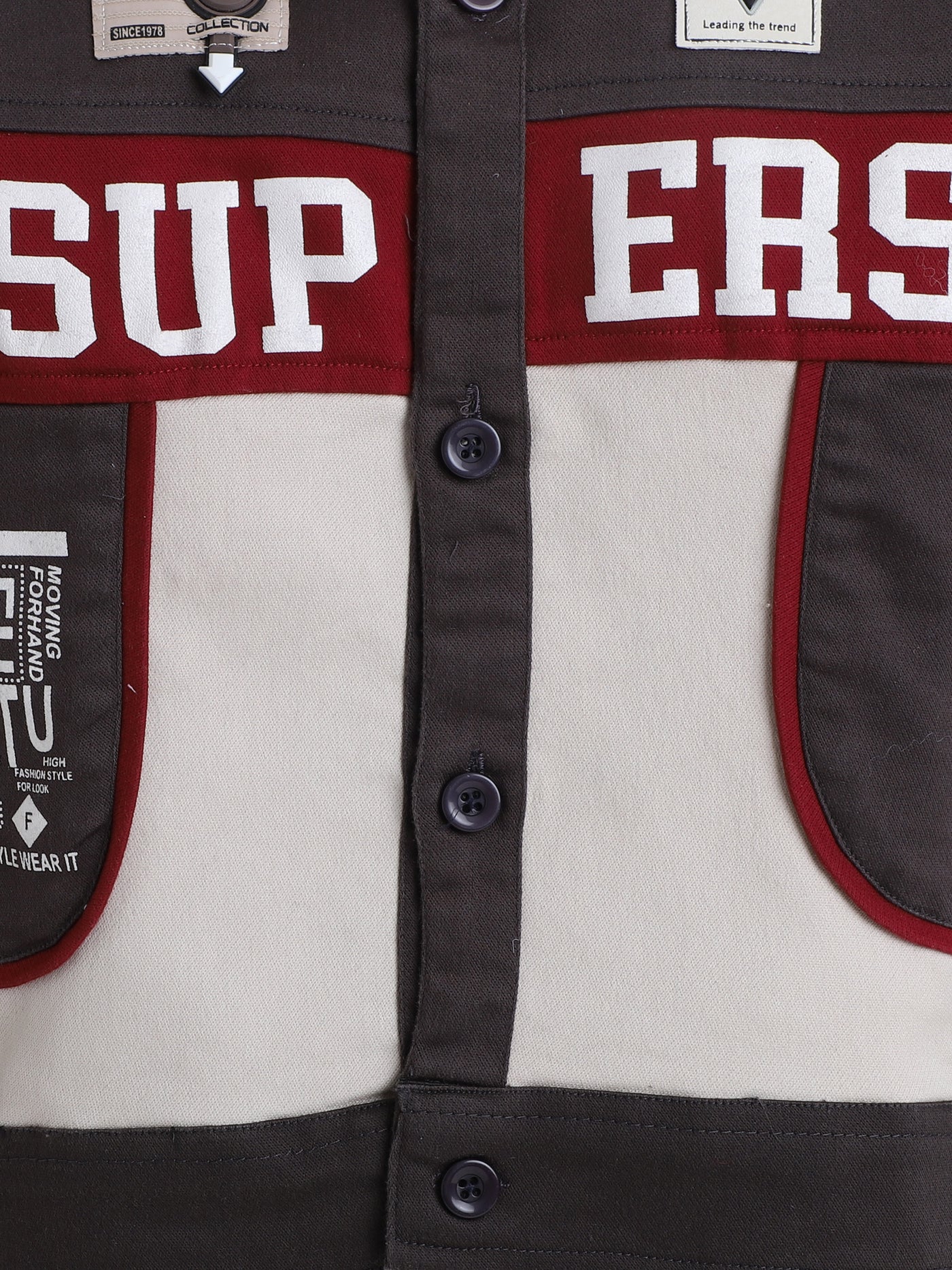 Boys Cotton Blend Color-block Graphic Print Jacket & Trouser Set With Printed T-shirt