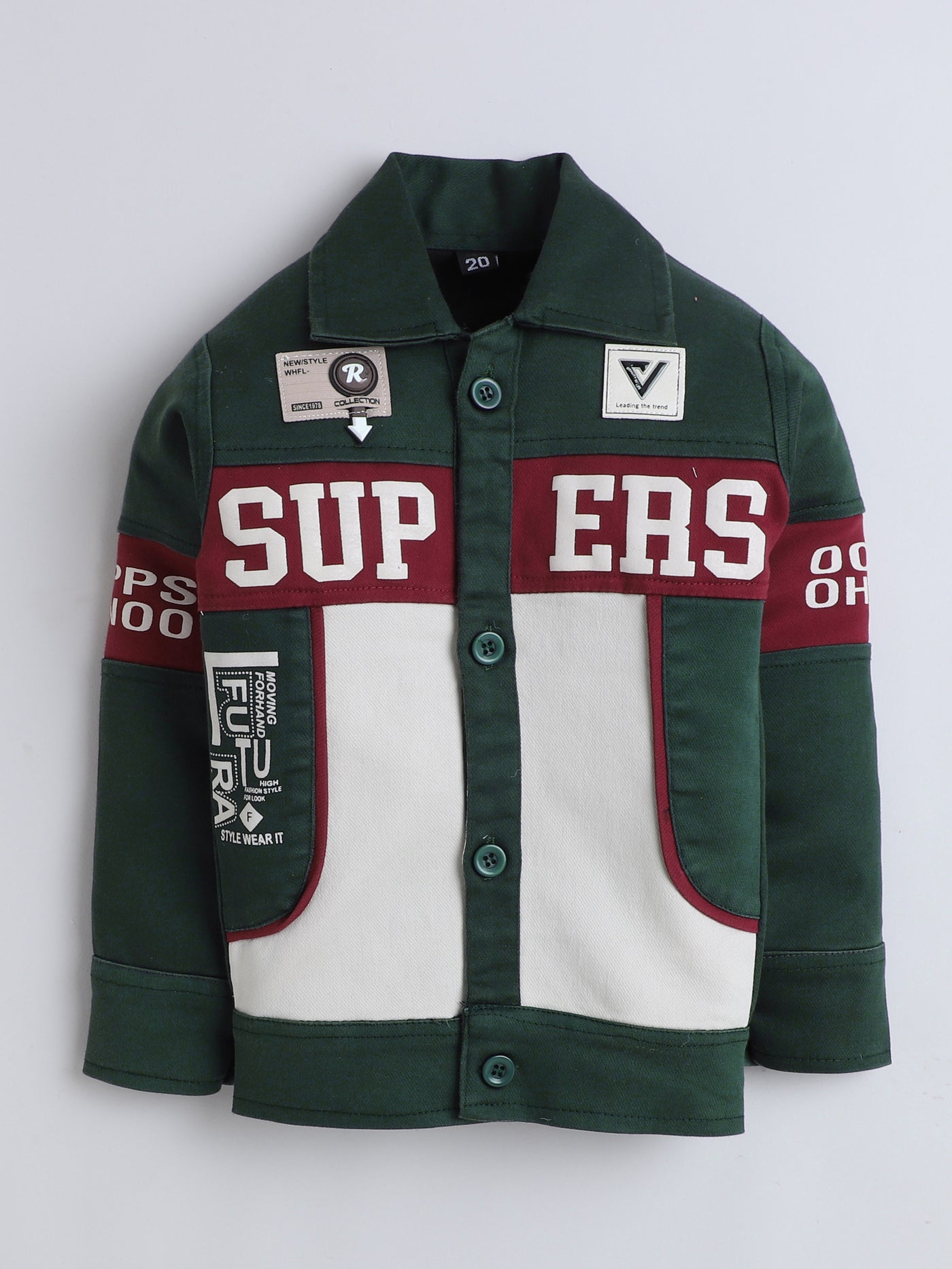 Boys Cotton Blend Color-block Graphic Print Jacket & Trouser Set With Printed T-shirt