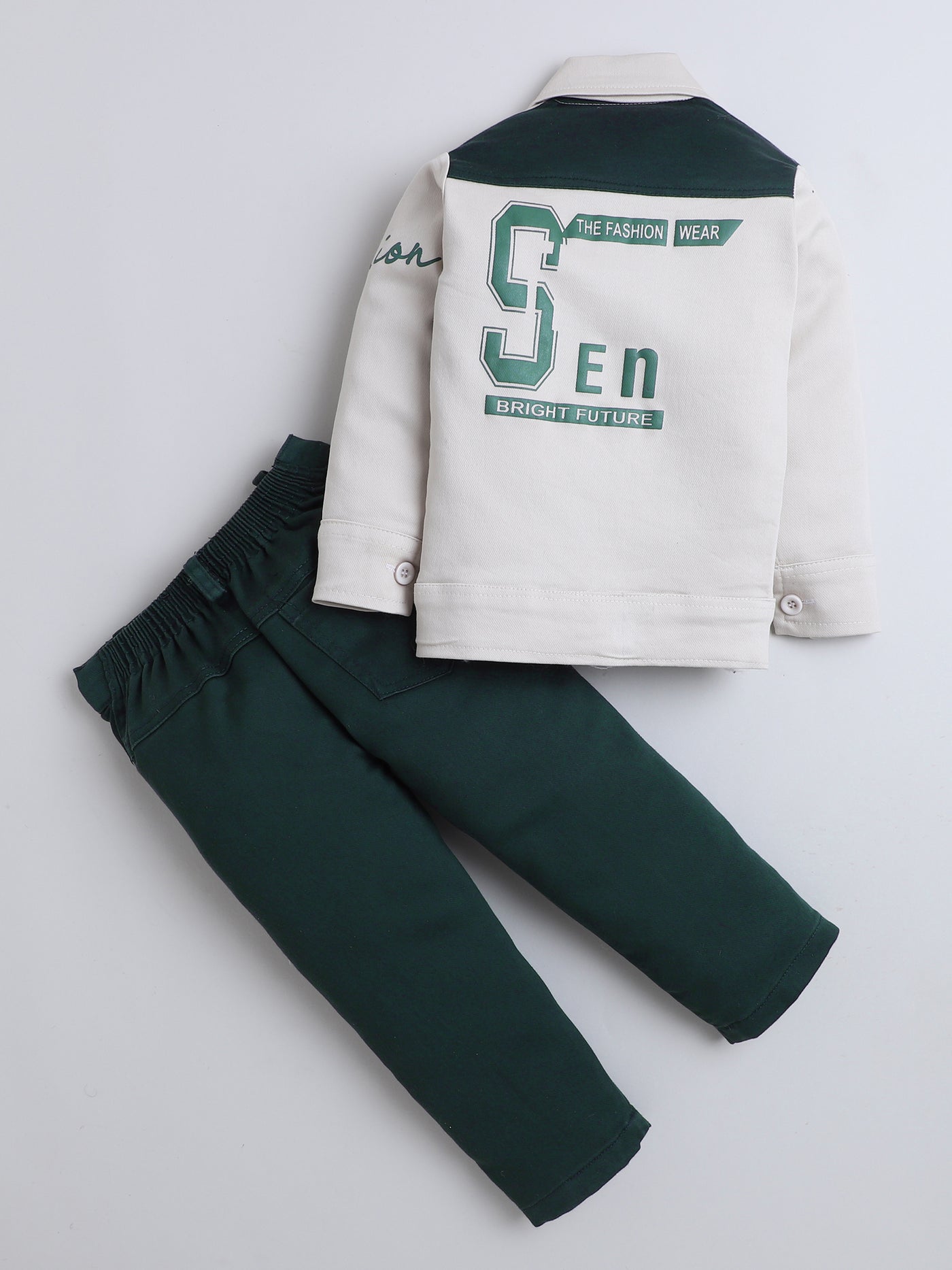 Boys Cotton Blend Color-block Graphic Print Jacket & Trouser Set With Printed T-shirt