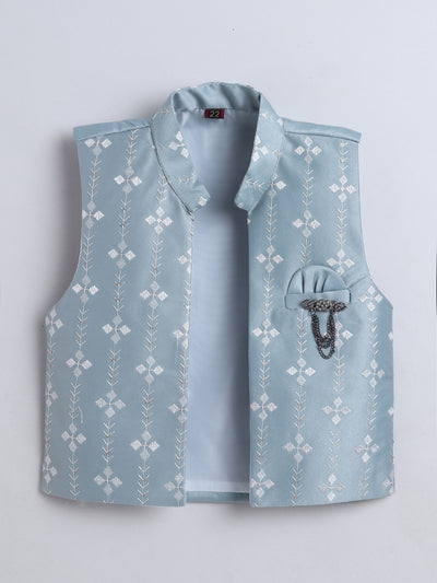 Boys Sequins Embellished Embroidered Sherwani Set