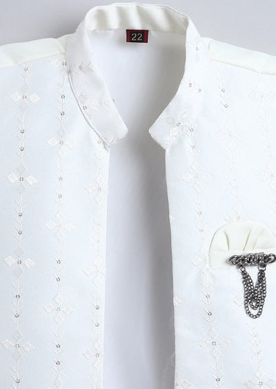 Boys Sequins Embellished Embroidered Sherwani Set