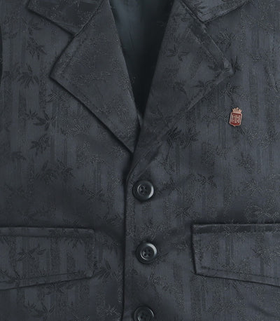 Boys Leaf Motifs 3 Piece Suit Set With Bow