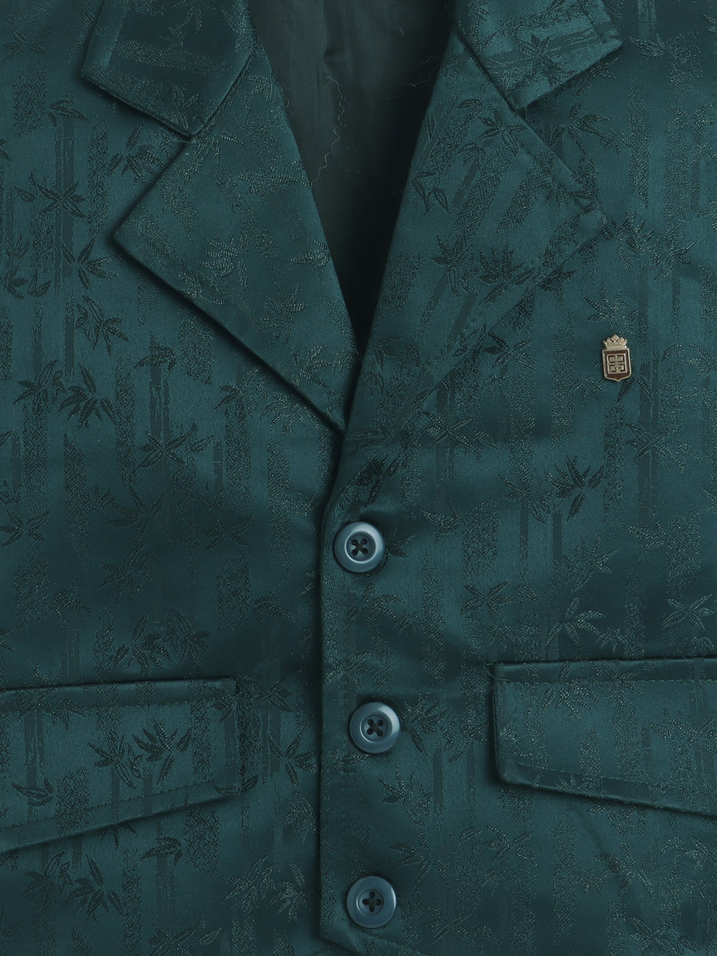 Boys Leaf Motifs 3 Piece Suit Set With Bow