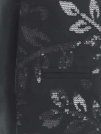 Boys Sequins Embellished Sherwani & Trouser Set With Shrug