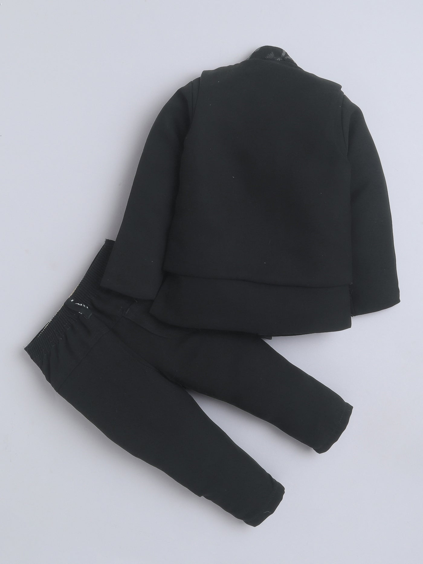 Boys Sequins Embellished Sherwani & Trouser Set With Shrug