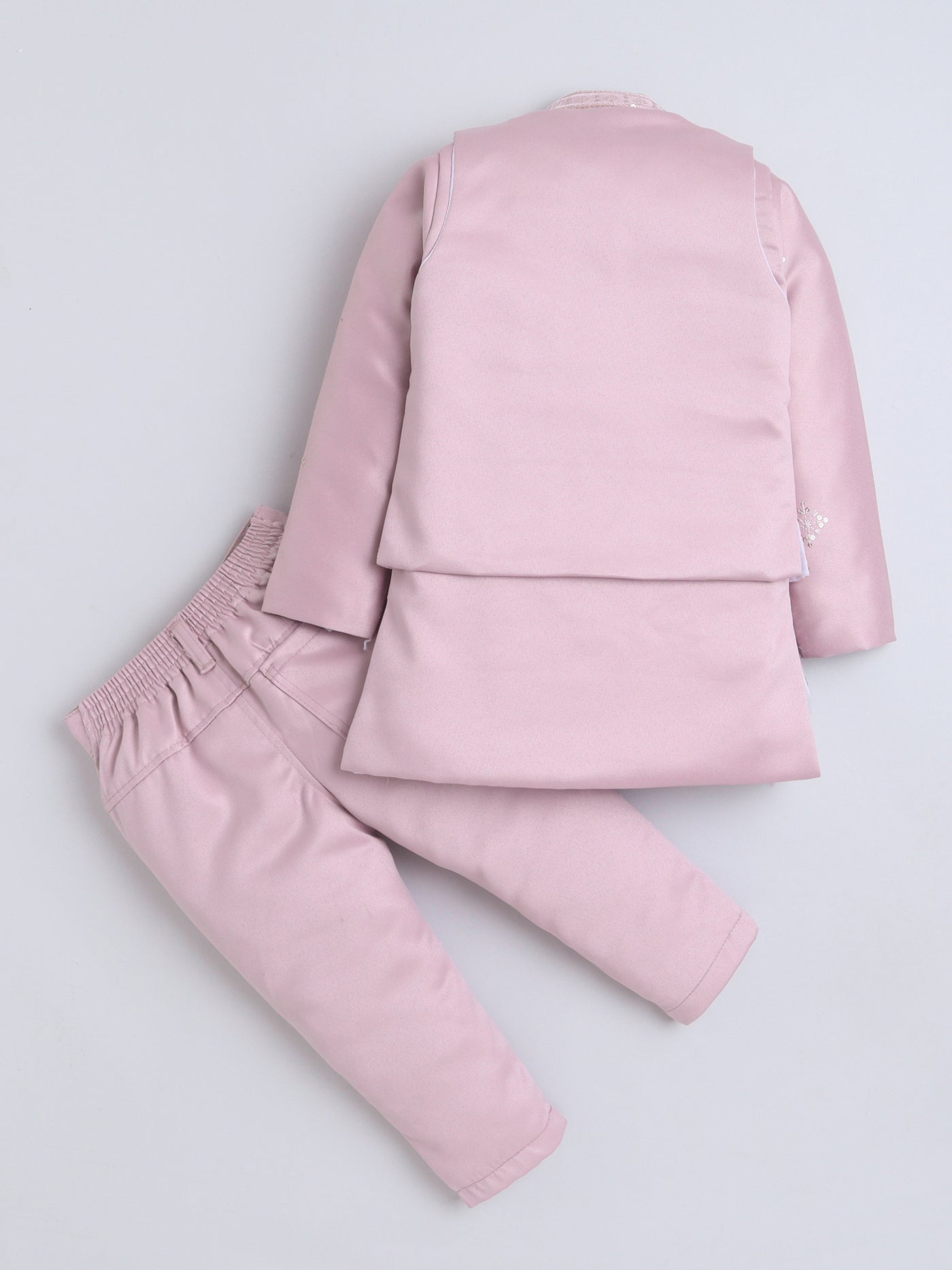 Boys Sequined Embroidered Sherwani & Trouser Set With Shrug