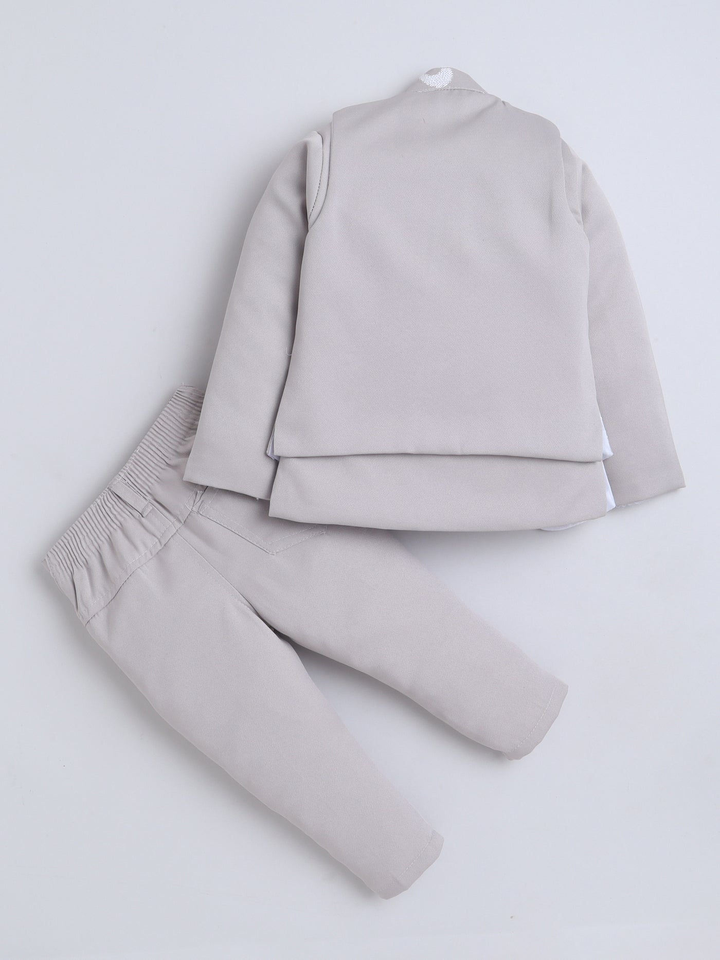 Boys Sequins Embellished Sherwani & Trouser Set With Shrug