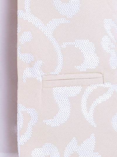 Boys Sequins Embellished Sherwani & Trouser Set With Shrug