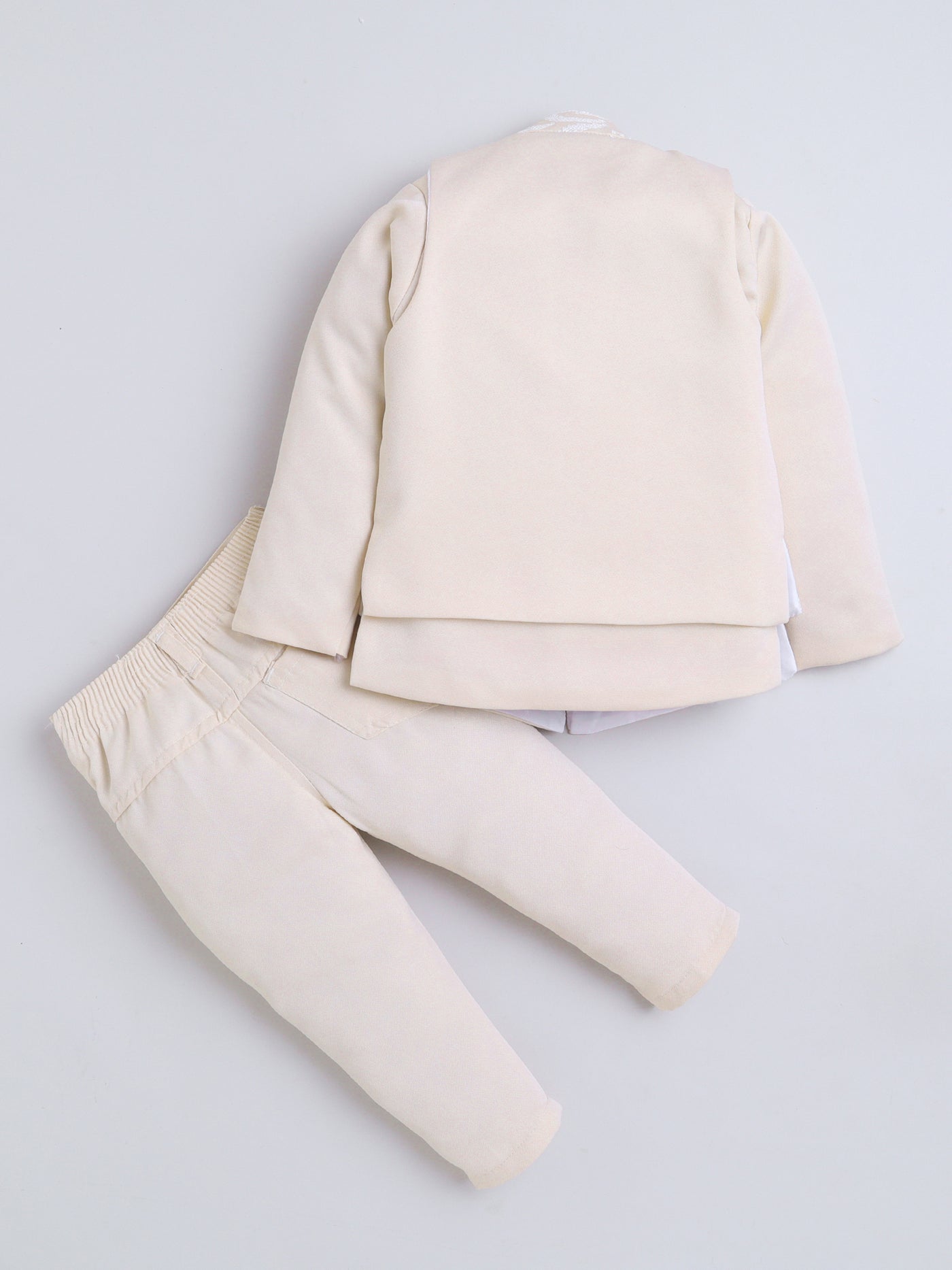 Boys Sequins Embellished Sherwani & Trouser Set With Shrug