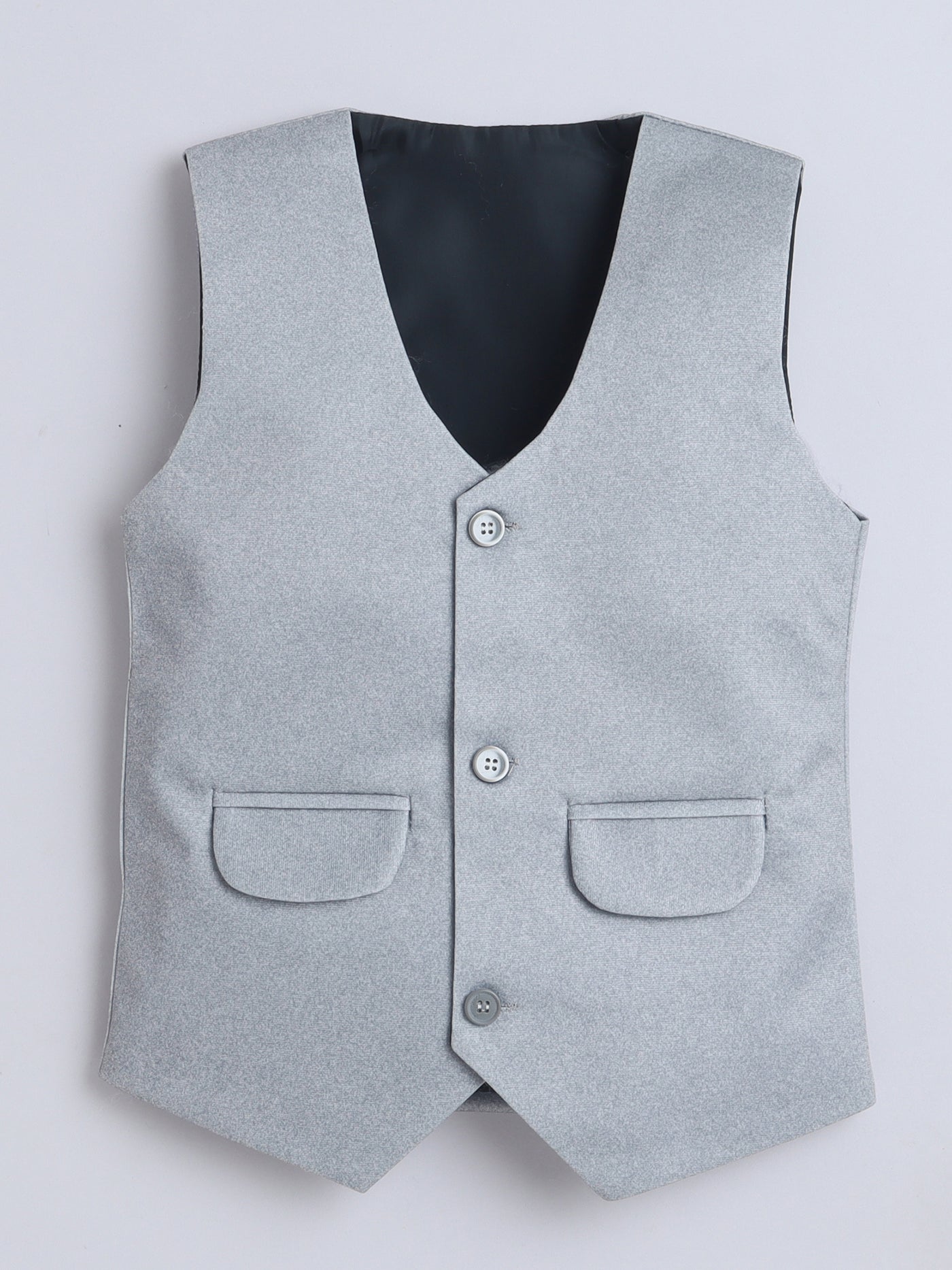 Boys Solid 3 Piece Suit Set With Bow