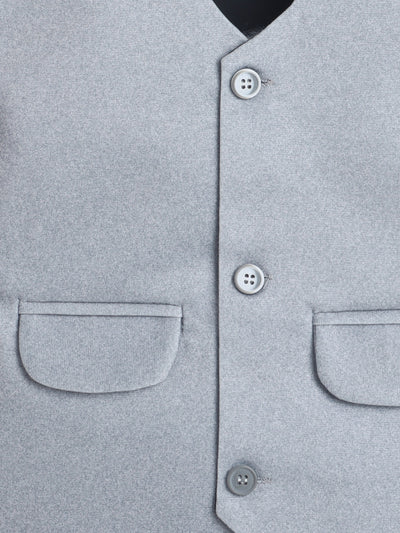 Boys Solid 3 Piece Suit Set With Bow