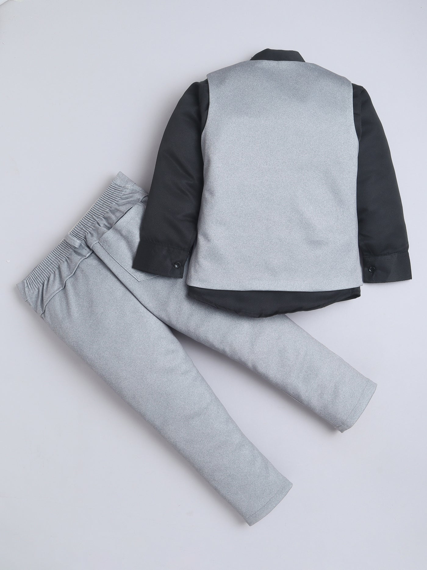 Boys Solid 3 Piece Suit Set With Bow