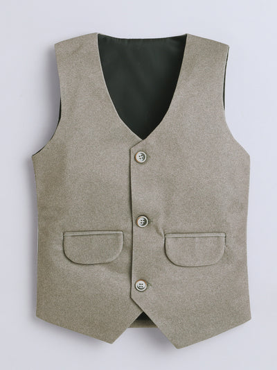 Boys Solid 3 Piece Suit Set With Bow