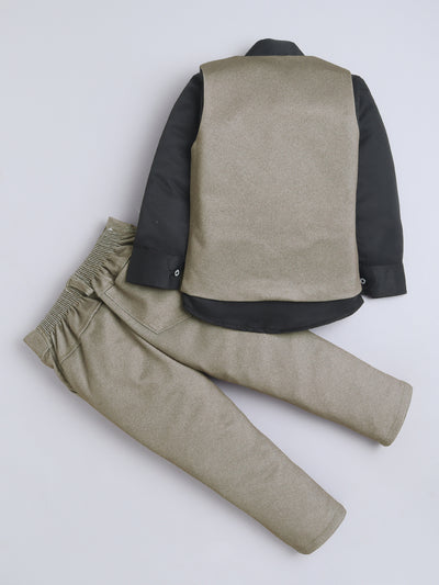 Boys Solid 3 Piece Suit Set With Bow