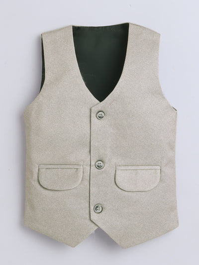 Boys Solid 3 Piece Suit Set With Bow