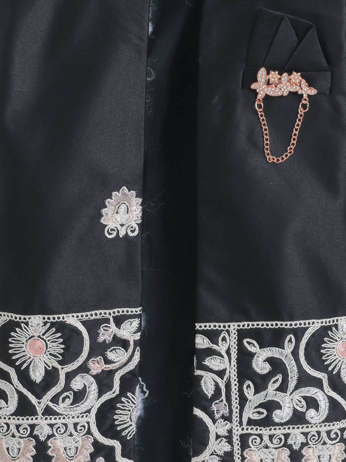 Boys Embroidered Sherwani & Trouser Set With Shrug