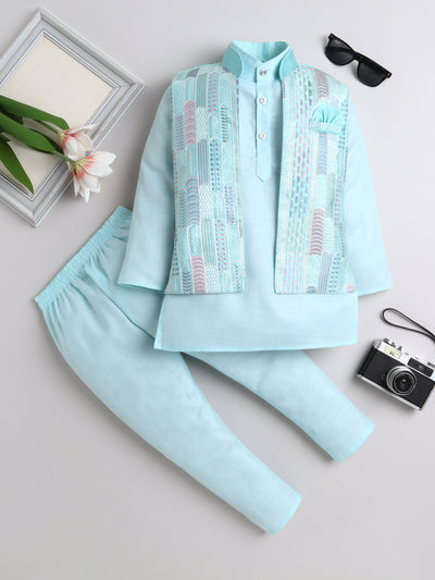 Boys Kurta & Pyjama Set With Waistcoat