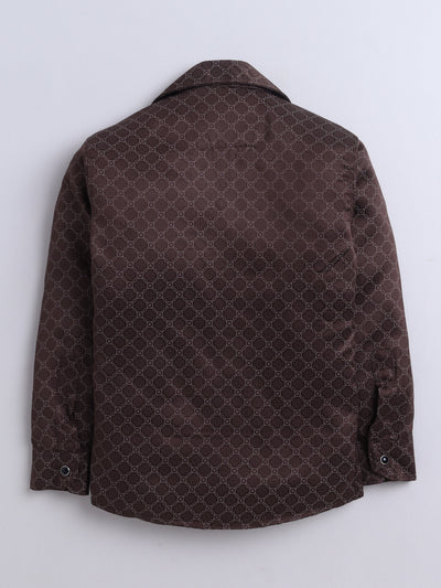 Boys Cotton Blend Geometric Print Shirt